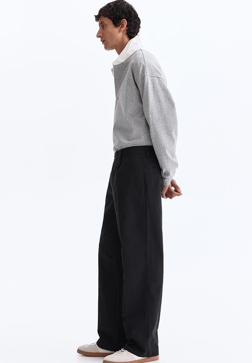 H&M - Relaxed fit cotton and lyocell tailored trousers - black