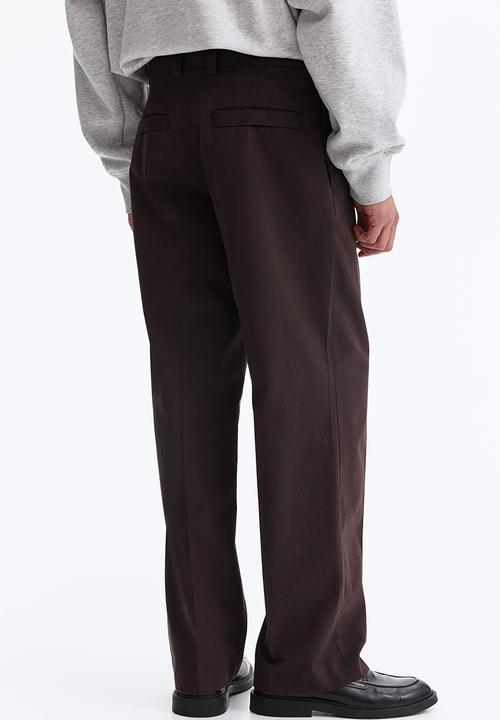 H&M - Relaxed fit cotton and lyocell tailored trousers - dark brown
