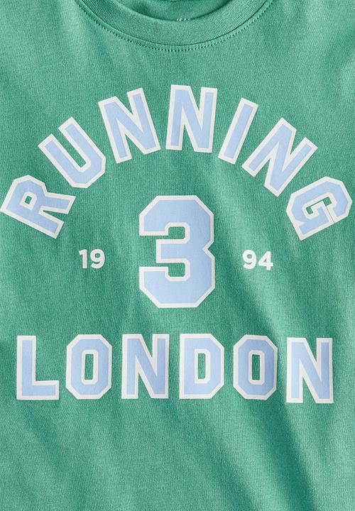 H&M - Printed cotton t-shirt - green/running
