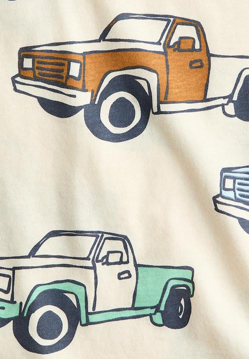 H&M - Printed cotton t-shirt - light beige/cars