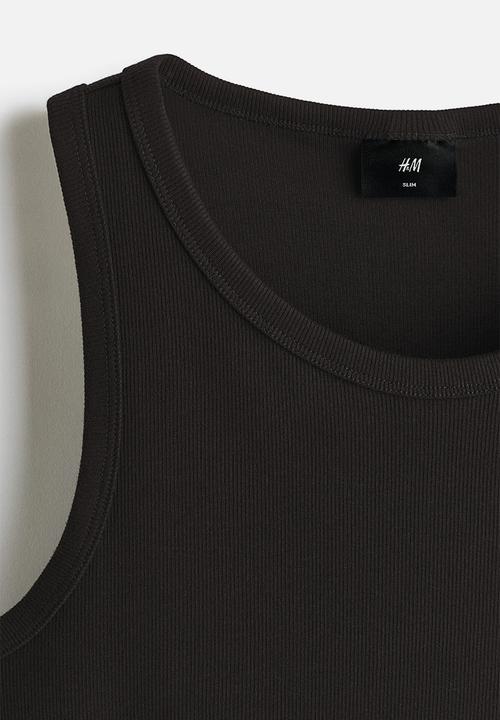 H&M - Slim fit ribbed vest top - black