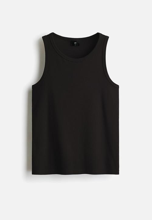 H&M - Slim fit ribbed vest top - black