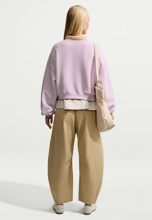 Nike - W Nk Stdo Flc Mw Os Crop Crew - Bleached Lilac/Sail