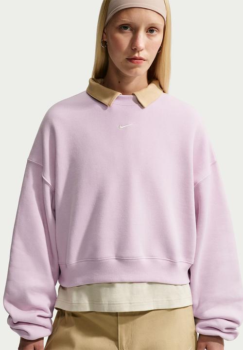 Nike - W Nk Stdo Flc Mw Os Crop Crew - Bleached Lilac/Sail