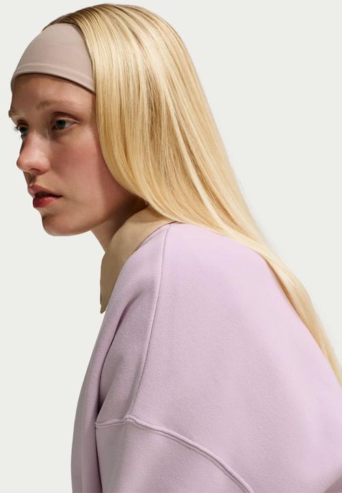 Nike - W Nk Stdo Flc Mw Os Crop Crew - Bleached Lilac/Sail
