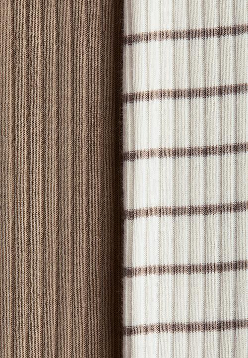 H&M - 2-Pack cotton sleepsuits - dark beige/striped