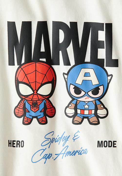 H&M - Printed cotton T-shirt - cream/marvel comics