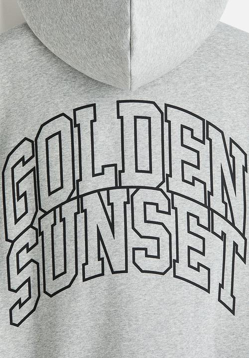 H&M - Loose fit boxy zip-through hoodie - grey marl/golden sunset