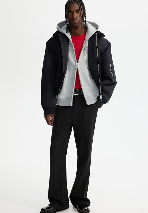 H&M - Loose fit boxy zip-through hoodie - grey marl/golden sunset