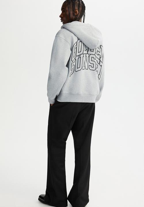 H&M - Loose fit boxy zip-through hoodie - grey marl/golden sunset