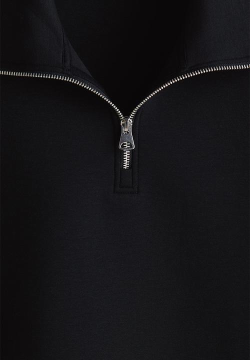 H&M - Loose fit zip-top scuba sweatshirt - black