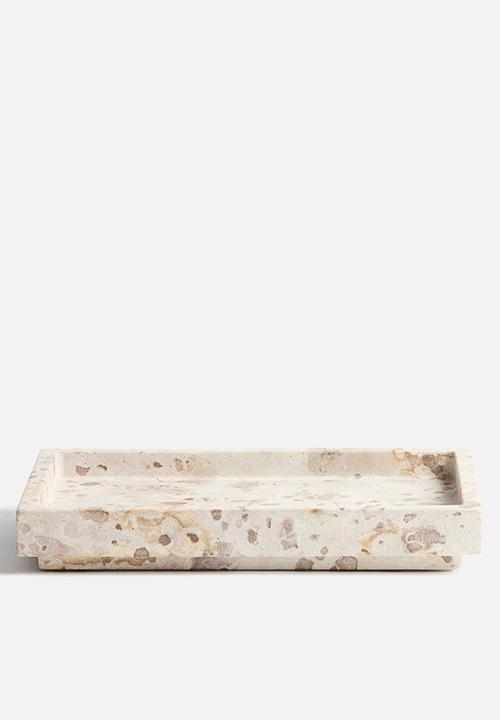 H&M - Marble serving tray - light beige/marbled