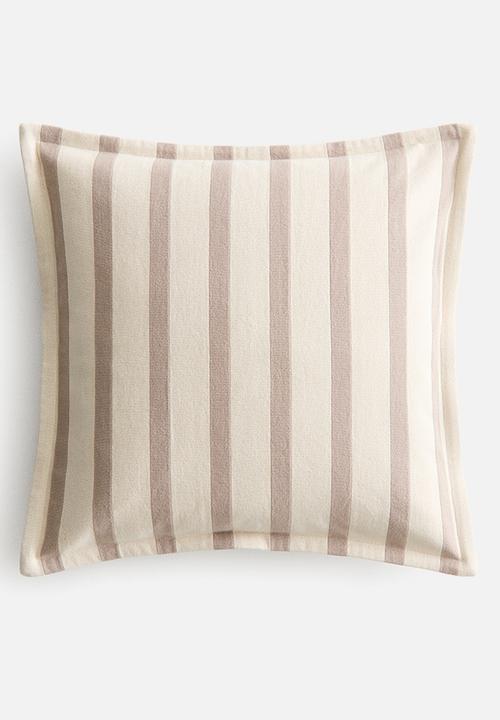 H&M - Patterned canvas cushion cover - beige/striped