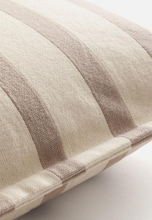 H&M - Patterned canvas cushion cover - beige/striped