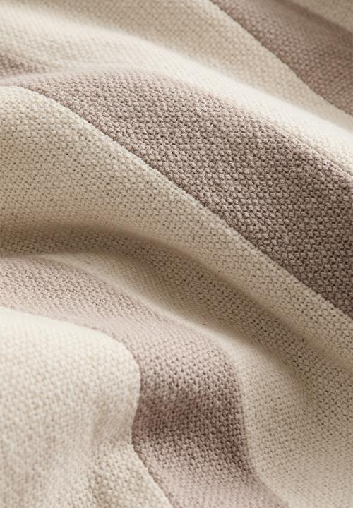 H&M - Patterned canvas cushion cover - beige/striped
