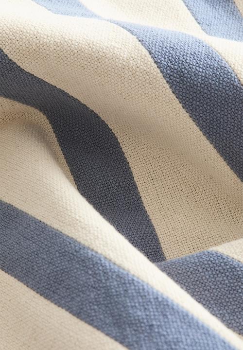 H&M - Patterned canvas cushion cover - dusty blue/striped