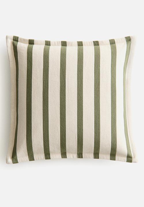 H&M - Patterned canvas cushion cover - green/striped