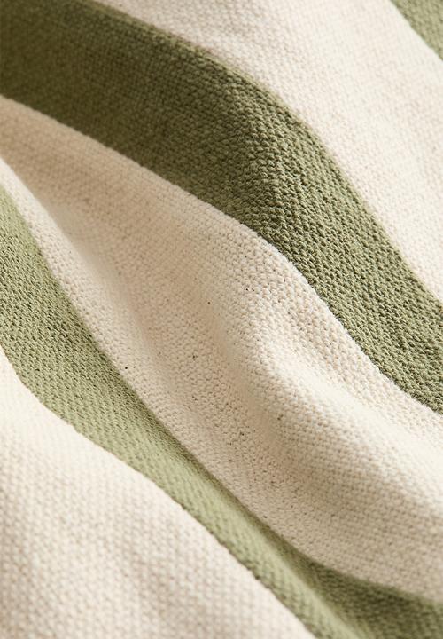 H&M - Patterned canvas cushion cover - green/striped