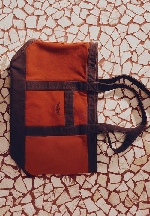 H&M - Canvas tote bag - dark orange/burgundy
