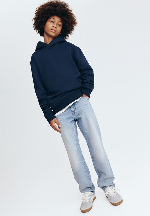 H&M - Brushed-inside hoodie - navy blue