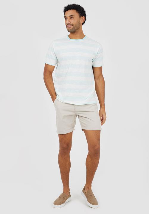 Brave Soul - Habana T-shirt - Light Blue/Off White