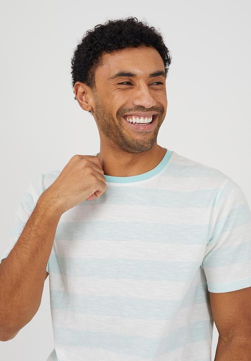 Brave Soul - Habana T-shirt - Light Blue/Off White