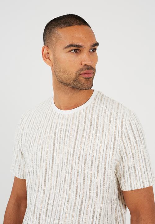 Brave Soul - Theo T-shirt - Cream / Taupe