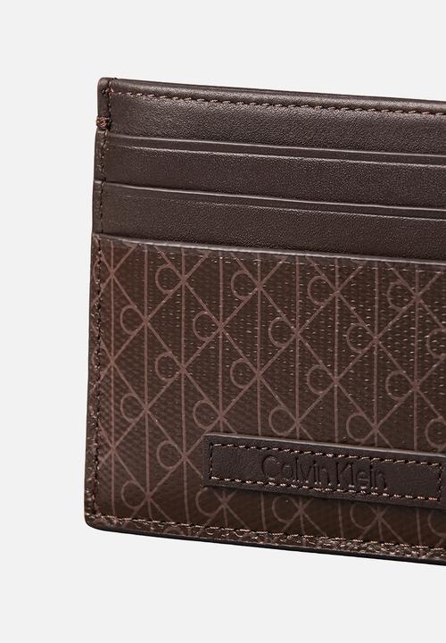 Calvin Klein - Emblem Aop Coated Ew Card Case - Brown