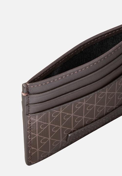 Calvin Klein - Emblem Aop Coated Ew Card Case - Brown