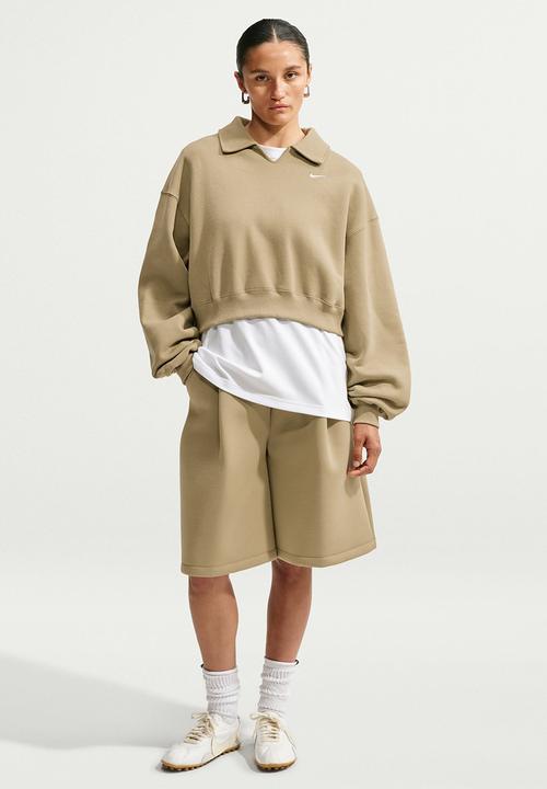 Nike - W Nk Stdo Flc Mw Os Crp Polo - Parachute Beige/Sail