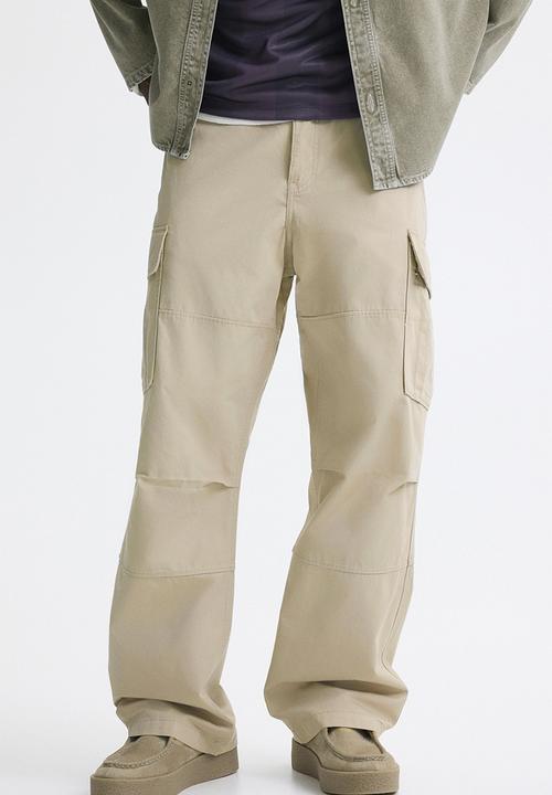 H&M - Relaxed fit cotton cargo trousers - light beige