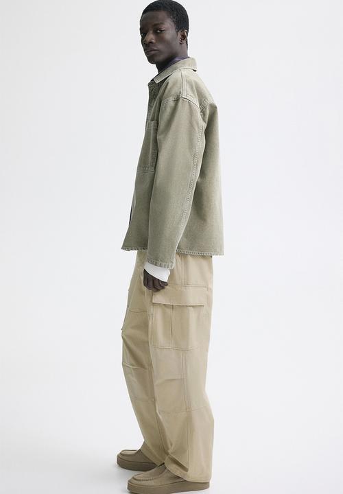 H&M - Relaxed fit cotton cargo trousers - light beige