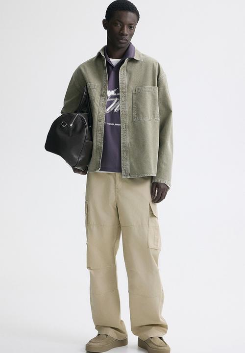 H&M - Relaxed fit cotton cargo trousers - light beige