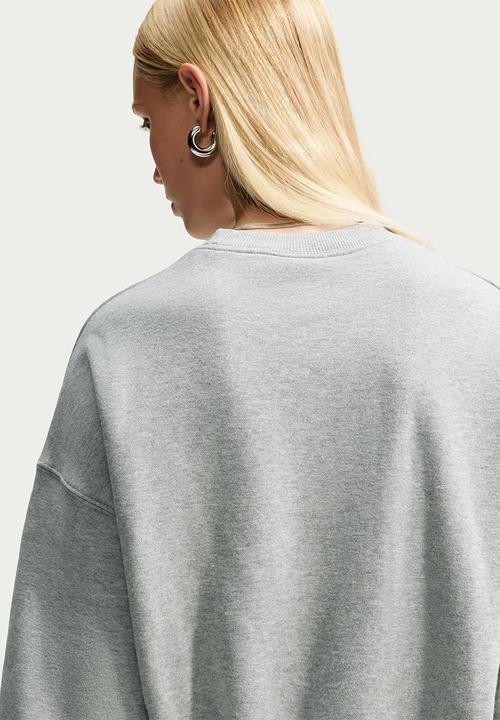 Nike - W Nk Stdo Flc Mw Os Crop Crew - Dk Grey Heather/Sail