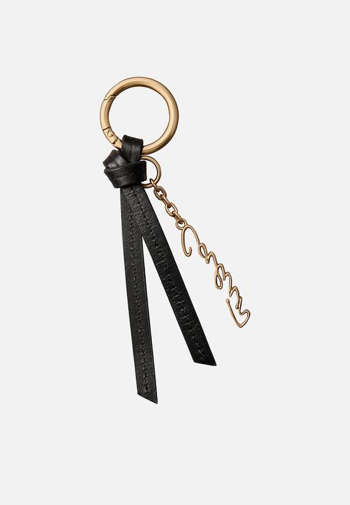 Calvin Klein - Sm script lthr tassle bag charm - black