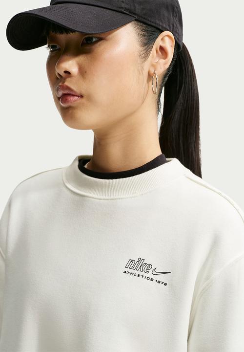 Nike - W Nk Stdo Flc Mw Std Ad Crew - Sail/Black