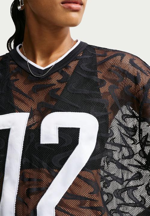 Nike - W Nk Chill Wvn Lace Jersey - Black/White/Black