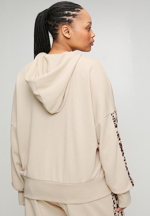 adidas Performance - Plus w aop 3s ft fz hoodie - crystal linen/multicolor/khaki six