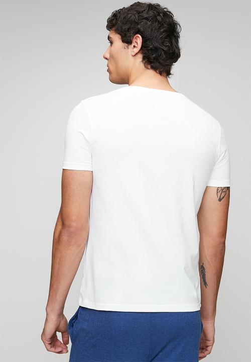 Jockey - 1Pk Jockey Mens Plain Classic Cotton Stretch S/Slve V Neck Undershirt With Vinyl Branding - White