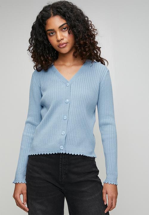 Stella Morgan - Lettuce Trim Cardigan - Pale Blue