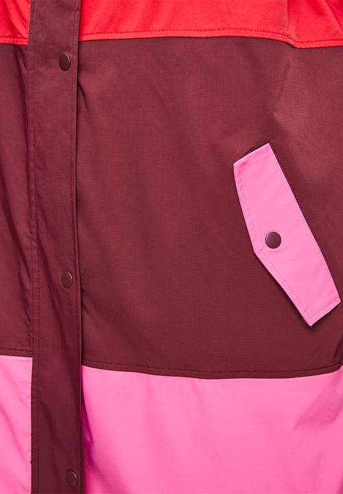 Me&B - Plus Colourblock Raincoat - Red/Pink