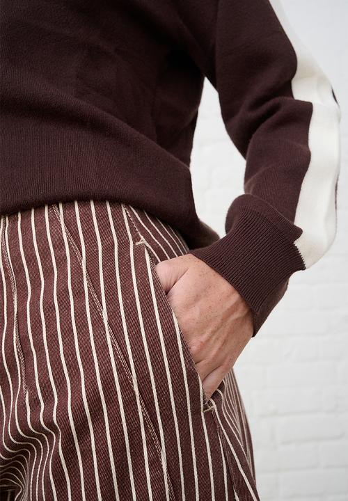 Me&B - Contour Waist Barrel Leg Jeans - Choc Stripe