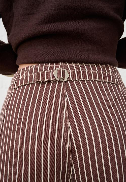Me&B - Contour Waist Barrel Leg Jeans - Choc Stripe