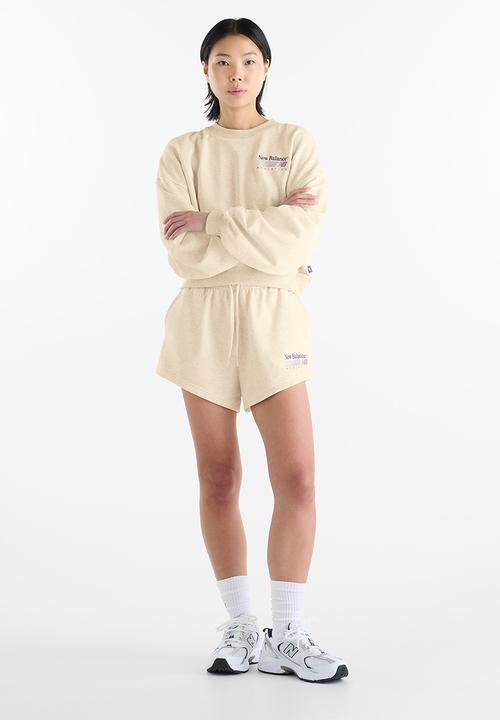New Balance  - New Balance Trackside French Terry Short - Linen Heather