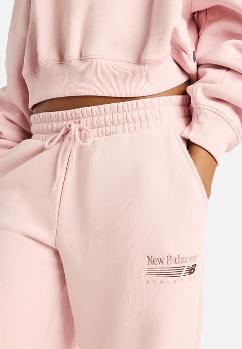 New Balance  - New Balance Trackside Brushed Fleece Pant - Pink Chalk