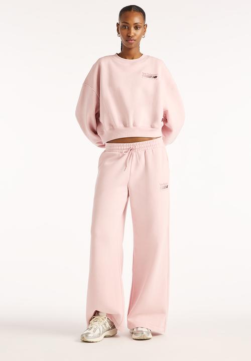 New Balance  - New Balance Trackside Brushed Fleece Pant - Pink Chalk