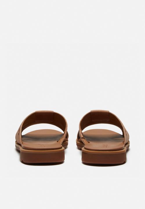 Timberland - calista bay slide sandal -  medium brown full grain