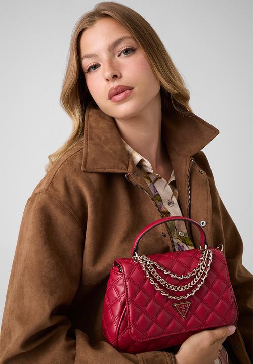 GUESS - Giully Ii Top Handle Flap Bag- Dark Cherry