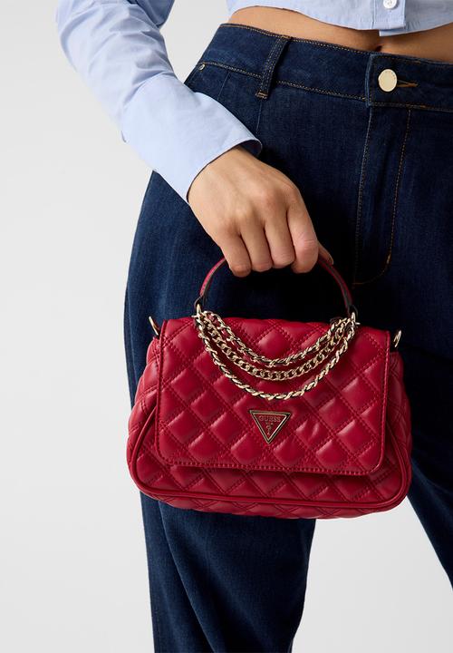 GUESS - Giully Ii Top Handle Flap Bag- Dark Cherry