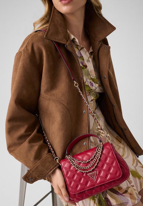 GUESS - Giully Ii Top Handle Flap Bag- Dark Cherry